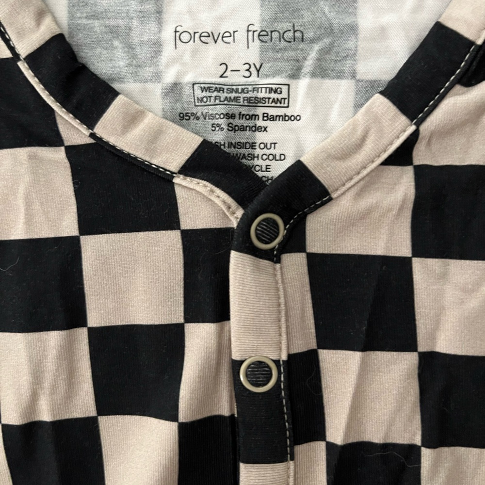 NWT- Forever French Checkered Pajama set - Picture 2 of 4